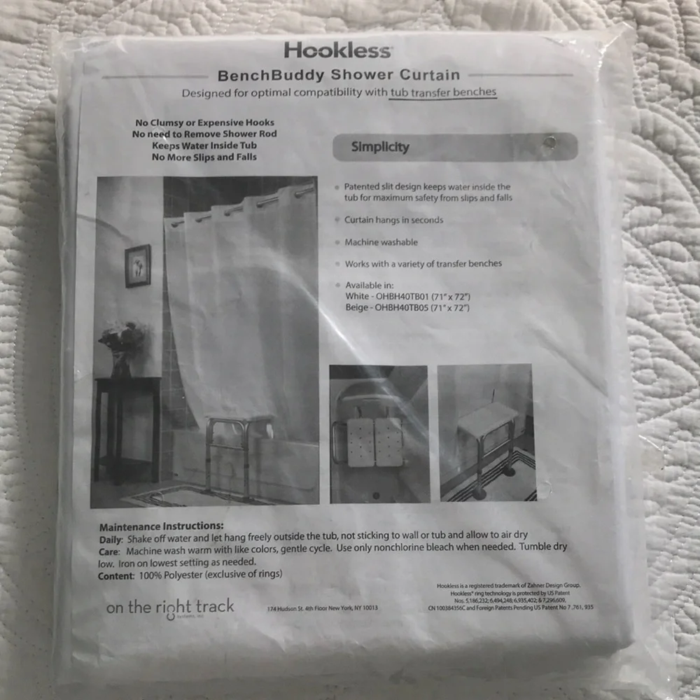 BenchBuddy Hookless Shower Curtain new